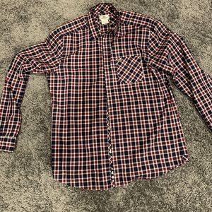 Lacoste navy and red button down